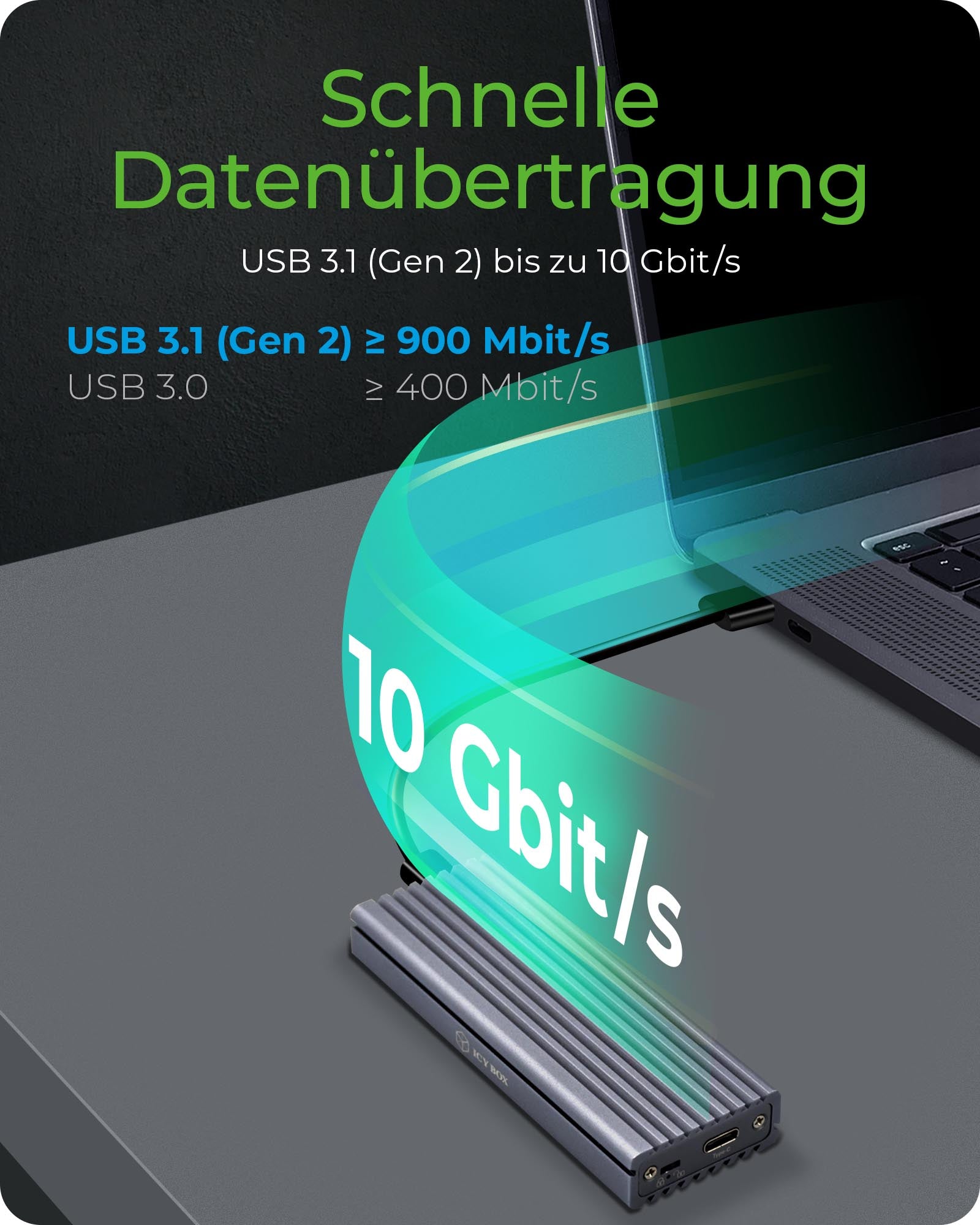 ICY BOX IB-1817M-C31 Schutzbox für M.2 2230/2242/2260/2280, USB 3.2 Gen 2 (10 Gbit/s) – für M.2 NVMe (M-Key)