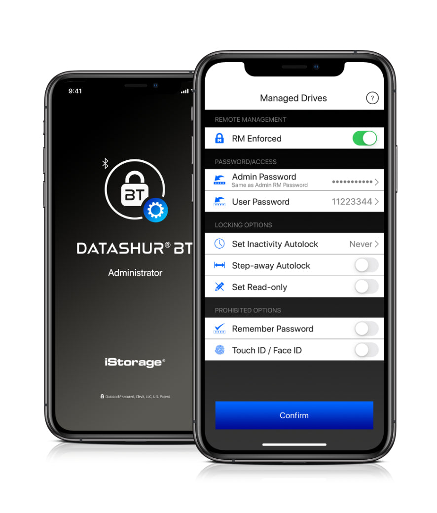 iStorage datAshur BT USB-Stick 32 GB – USB-A USB 3.2 Gen 1, 170/130 MB/s, AES-256 XTS, FIPS 140-2 Level 3, IP5