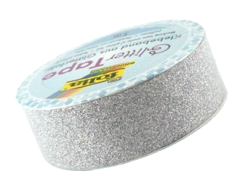 Folia Washi Tape Glitter – wiederablösbar, 15 mm × 5 m, silber