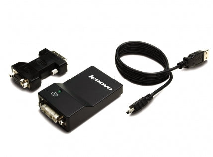 Lenovo PCG Adapter USB-A zu DVI/VGA – 2048 × 1152 – USB 3.2 Gen 1 (5 Gbit/s) – Schwarz