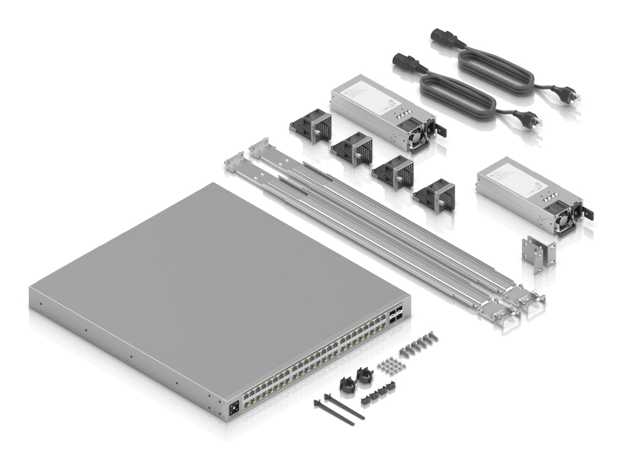 Ubiquiti Managed L2/L3 Switch – 32× 10G + 16× 2,5G, 4× SFP28, PoE+, PoE++, PoE-Budget 2150 W, 1U