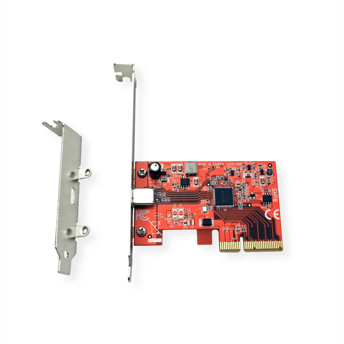 ROLINE PCIe USB-C Karte – 2× USB 3.2 Gen 2x2 (20 Gbit/s) – PCIe 3.0 x4, Low-Profile – für Windows 10/Mac OS X