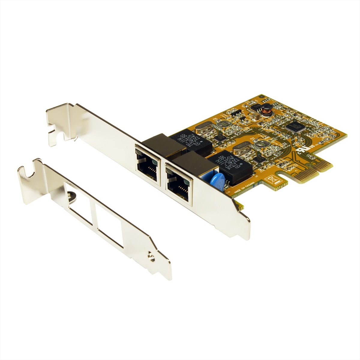 EXSYS EX-6072-3 Gigabit-Karte – PCIe x1, 2× RJ-45, für Windows, Linux, macOS