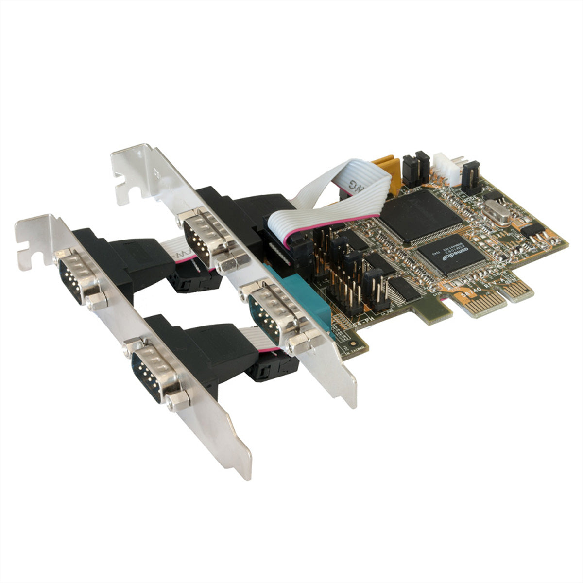 EXSYS EX-44064 PCIe 4× RS-232 Karte – PCIe x1, 4× 9-pol. D-Sub, Treiber, für PC/Server