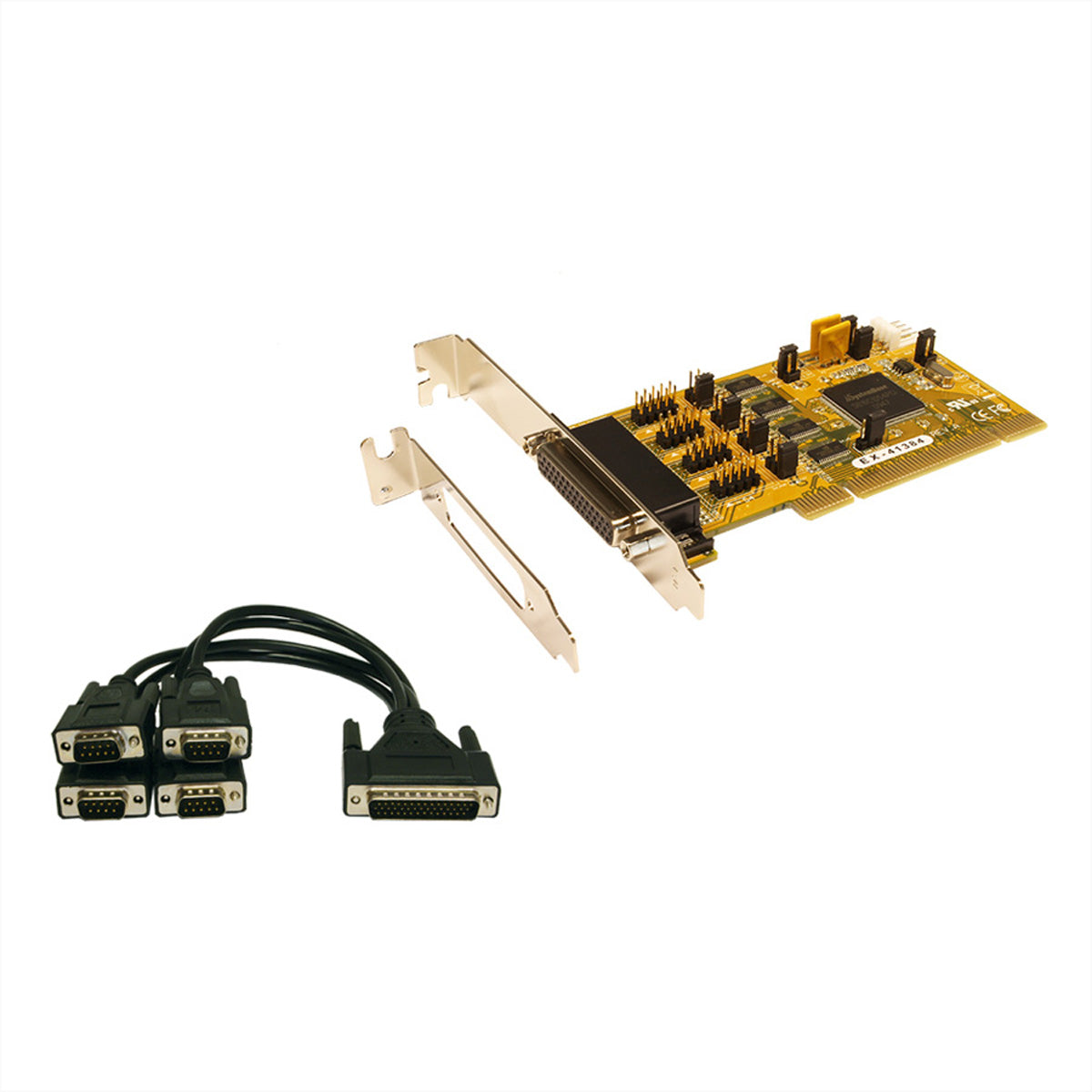 EXSYS EX-41384 – PCI Seriell-Karte – 4×RS-232, PCI, +5V/+12V (Pin 9), Low Profile