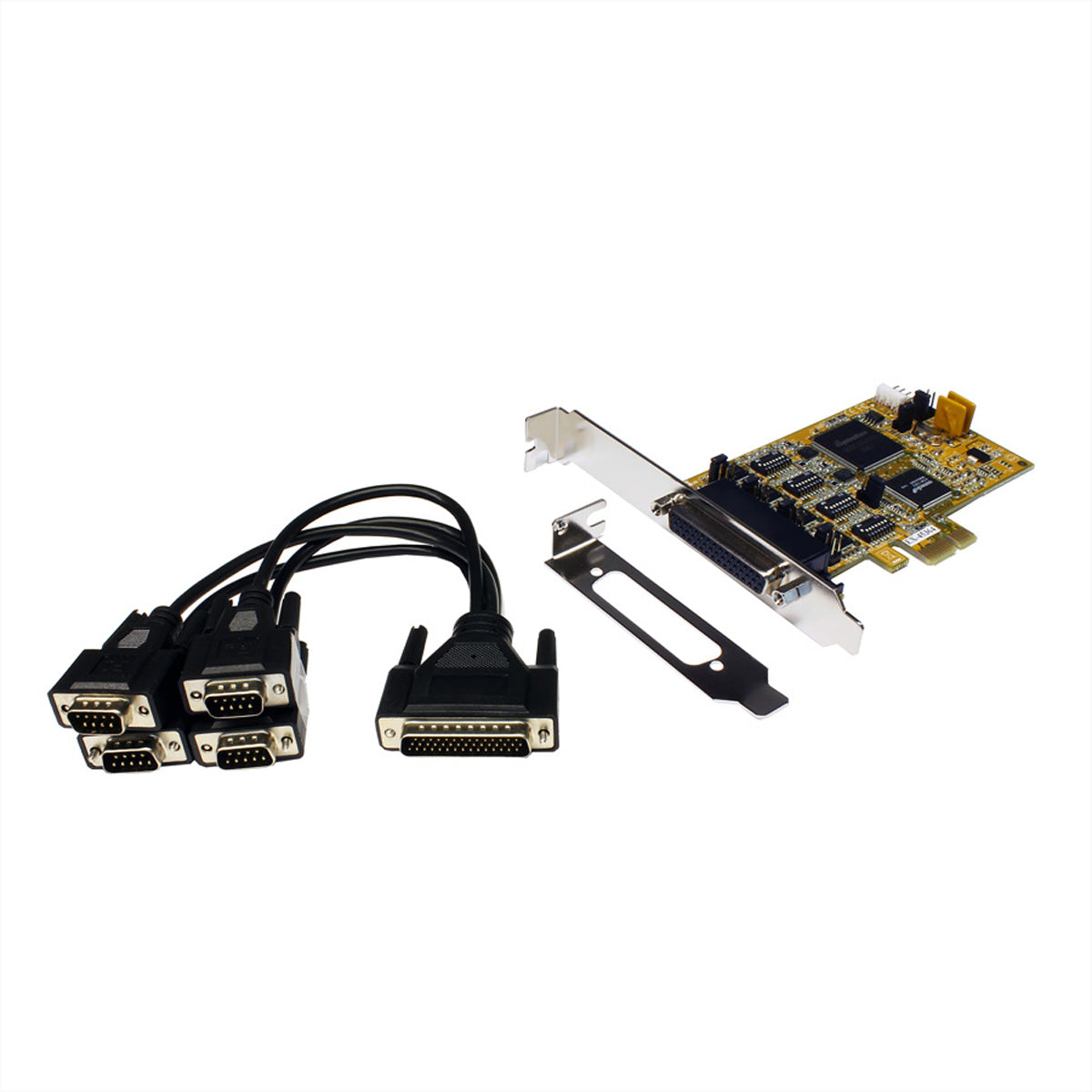 EXSYS EX-45364 PCIe Serielle Karte – 4× RS-232/422/485 (9-pol D-SUB), Low-Profile, für PC