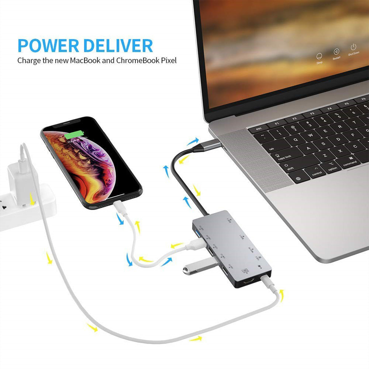 EXSYS EX-1221HM USB-Hub – USB-C, 1× HDMI, 5× USB-A, 87 W PD, SD/microSD, für Windows/Mac/Linux