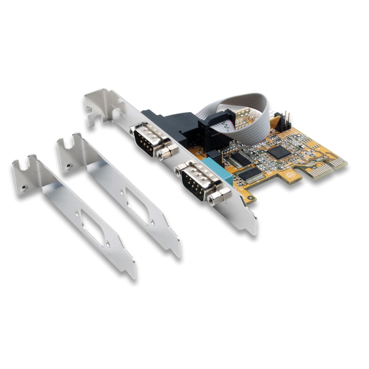 EXSYS EX-44082 PCIe x1 Karte – 2× RS-232 (DB-9), bis 921,6 Kbit/s – Low-Profile – für PC/Server