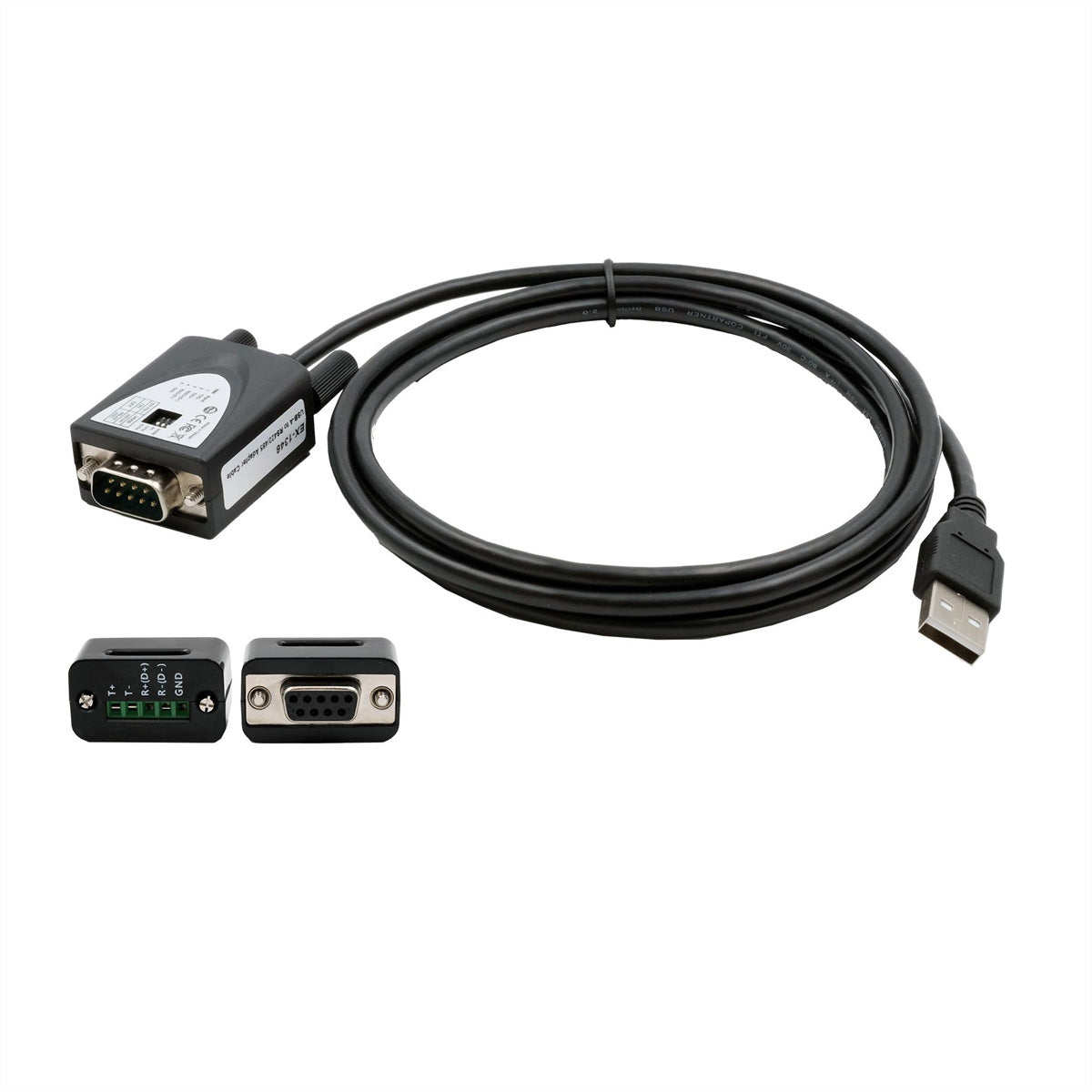 EXSYS EX-1346 USB-Seriell-Konverter USB-A zu RS-422/485 – FTDI-Chip, 1,8 m, USB 2.0, Schwarz
