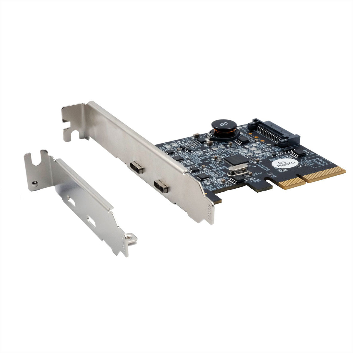 EXSYS EX-12000 PCIe USB-C Karte – 2× USB 3.2 Gen 2 (10 Gbit/s), PCIe Gen3x4, ASMedia ASM3142 – Low Profile