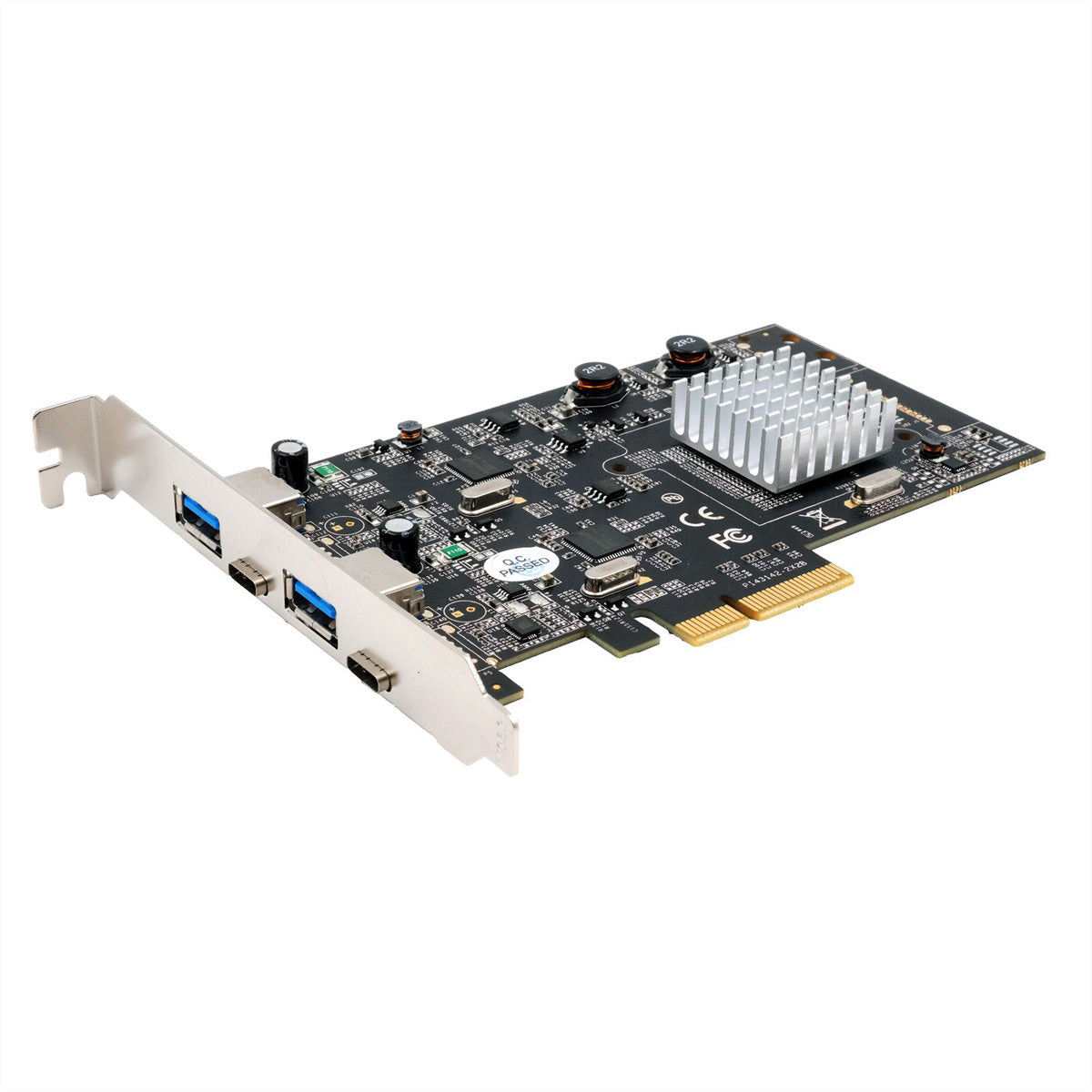 EXSYS EX-12005 PCIe USB 3.2 Gen2 Karte – 2× USB‑A, 2× USB‑C (10 Gbit/s), PCIe Gen3 x4, ASM3142