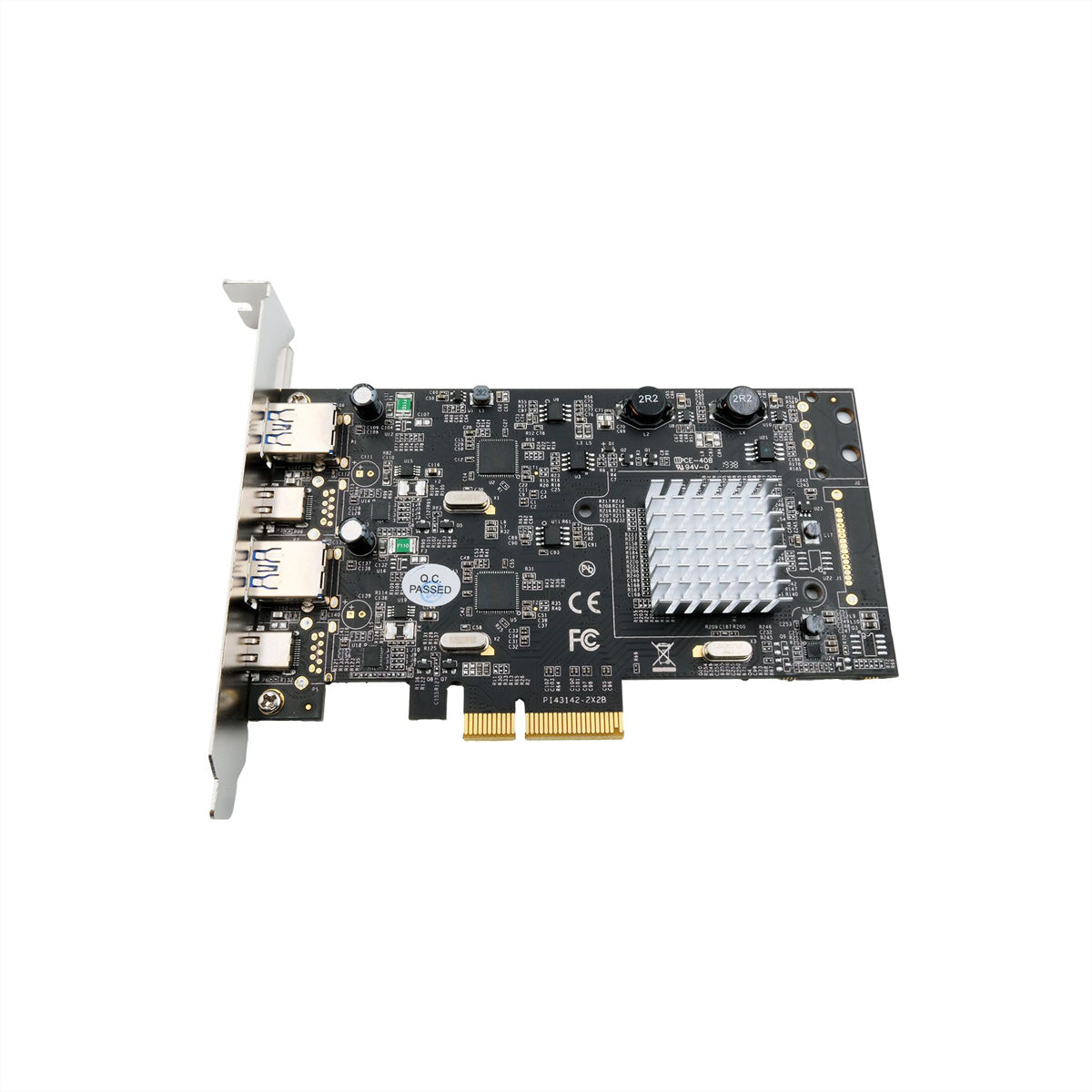 EXSYS EX-12005 PCIe USB 3.2 Gen2 Karte – 2× USB‑A, 2× USB‑C (10 Gbit/s), PCIe Gen3 x4, ASM3142
