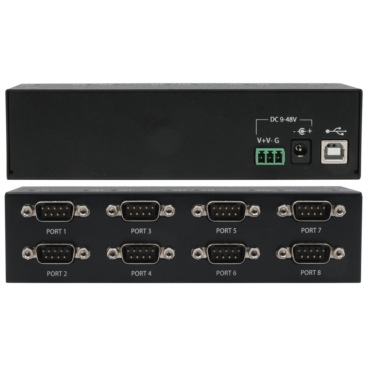 EXSYS EX-13078HM USB-B zu 8× RS-232 Adapter – Metallgehäuse, DIN-Schiene/Wandmontage