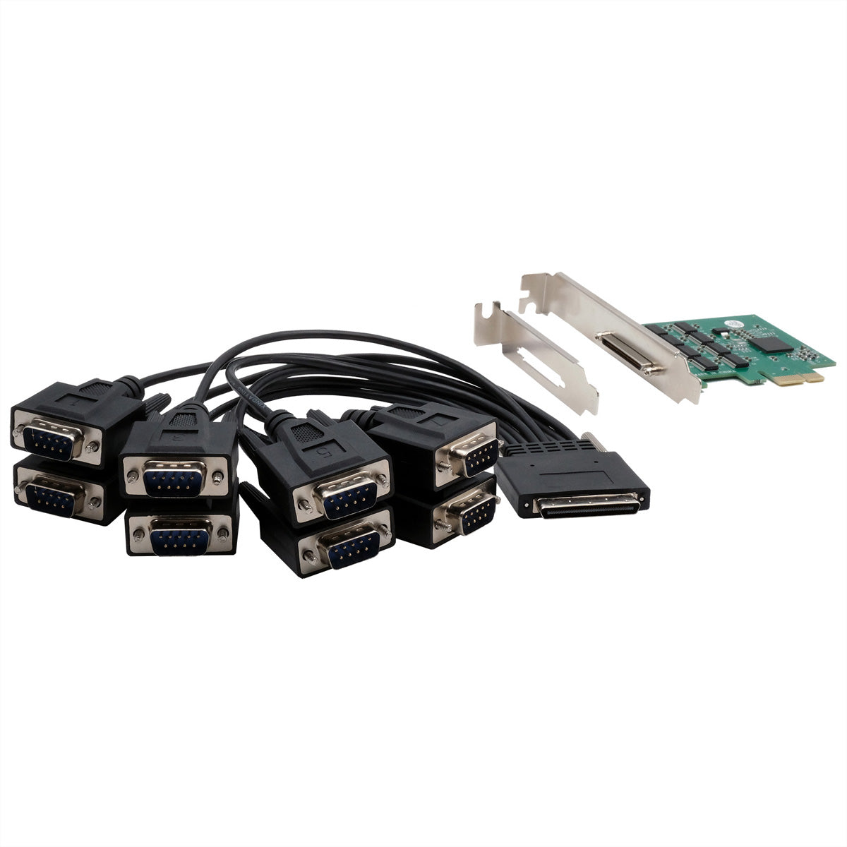 EXSYS EX-46028 Serielle PCIe-Karte – 8× 9-Pin RS-232, 16C550 UART, bis 921,6 kBaud – für Windows & Linux