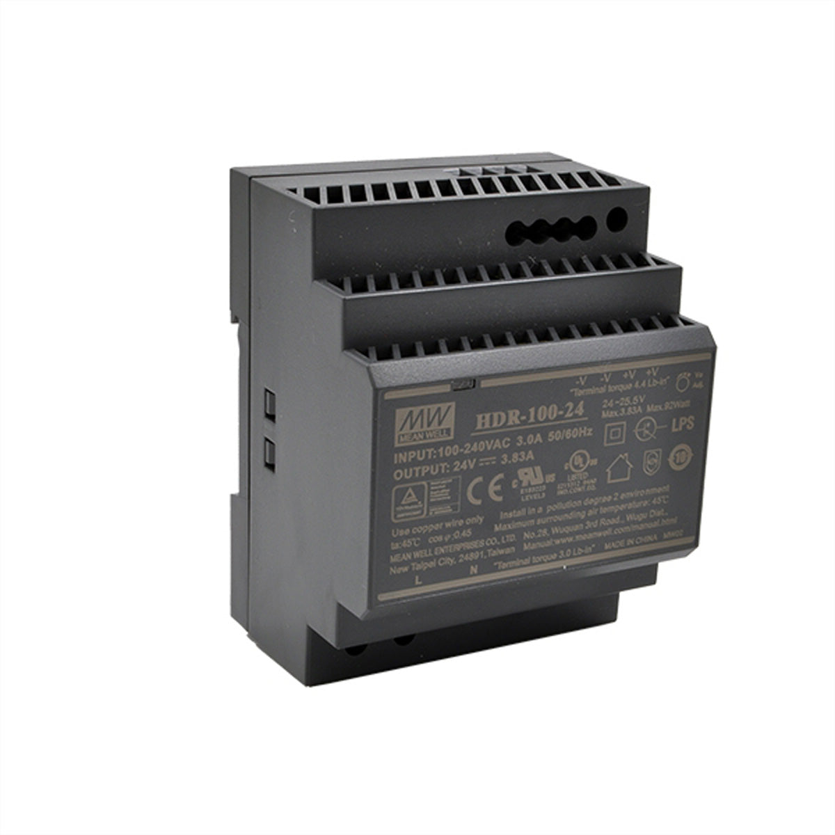 EXSYS HDR-100-24 DIN-Schienen-Netzteil 100 W – DC 24 V/3,83 A – für EX-1110HMVS, EX-1110HMVS-WT, EX-1112HMS