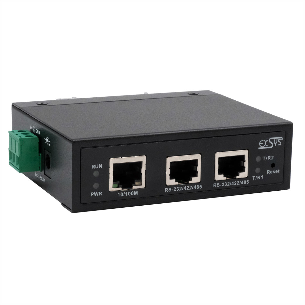 EXSYS EX-61002 Serieller Geräteserver RS-232/422/485 zu Ethernet – 2 Ports, Metallgehäuse, 12 V Netzteil