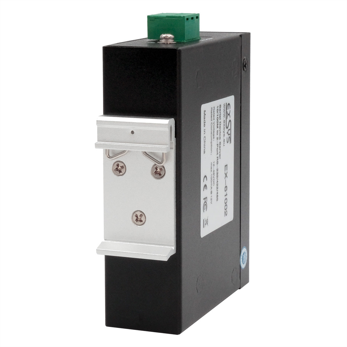 EXSYS EX-61002 Serieller Geräteserver RS-232/422/485 zu Ethernet – 2 Ports, Metallgehäuse, 12 V Netzteil
