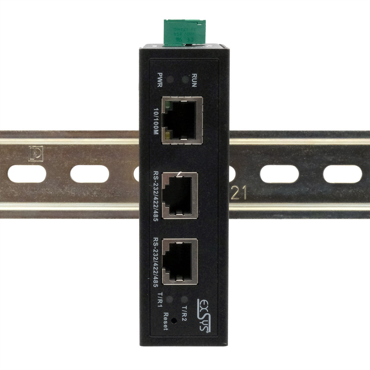EXSYS EX-61002 Serieller Geräteserver RS-232/422/485 zu Ethernet – 2 Ports, Metallgehäuse, 12 V Netzteil