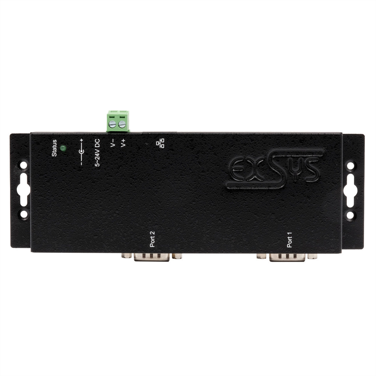 EXSYS EX-6112-2PoE Serieller Geräteserver – Ethernet zu RS-232, 2× RS-232 (9-Pin), PoE, Metallgehäuse