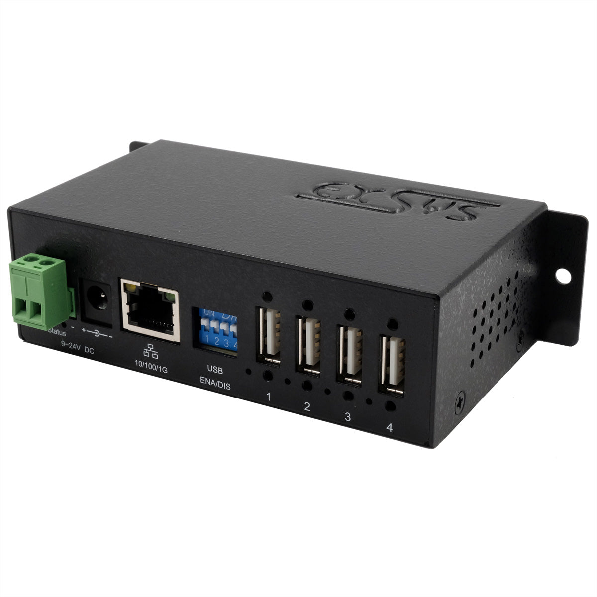 EXSYS EX-6003HMVS USB-Geräte-Server USB zu RJ-45 – 4× USB 2.0 Typ-A, 480 Mbit/s, DIN-Schiene, für Windows 7–11