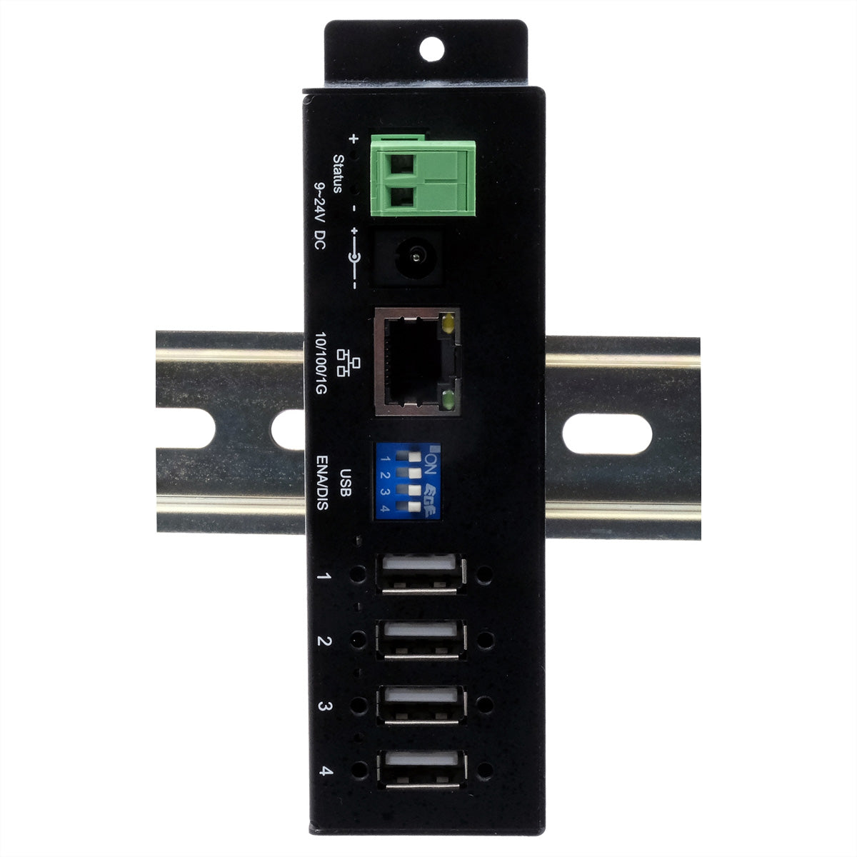 EXSYS EX-6003HMVS USB-Geräte-Server USB zu RJ-45 – 4× USB 2.0 Typ-A, 480 Mbit/s, DIN-Schiene, für Windows 7–11