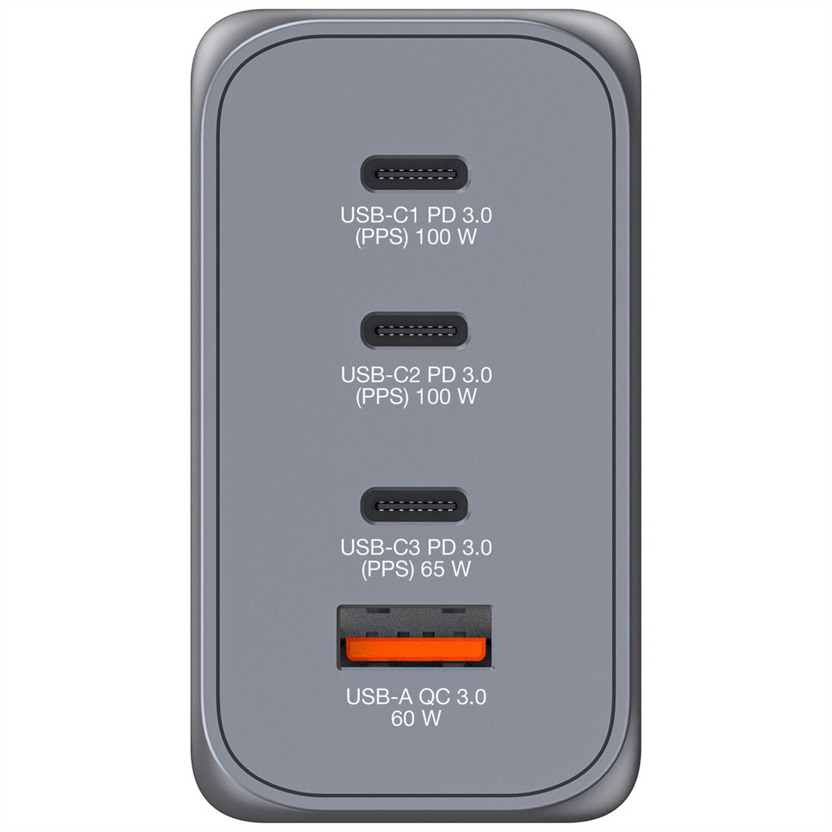 Verbatim GaN 4-Port USB-Ladegerät 200 W – USB-C×3, USB-A×1 – PD 3.0, PPS, QC 3.0, GaN – EU/UK/US-Adapter