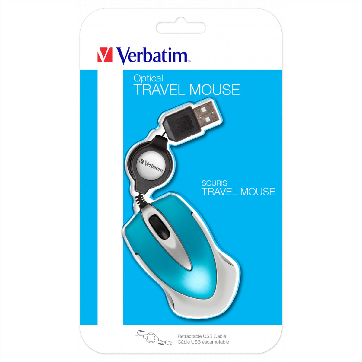 Verbatim Go Mini – Maus – Kabelgebunden (USB‑A), 1000 DPI, beidhändig, Blau