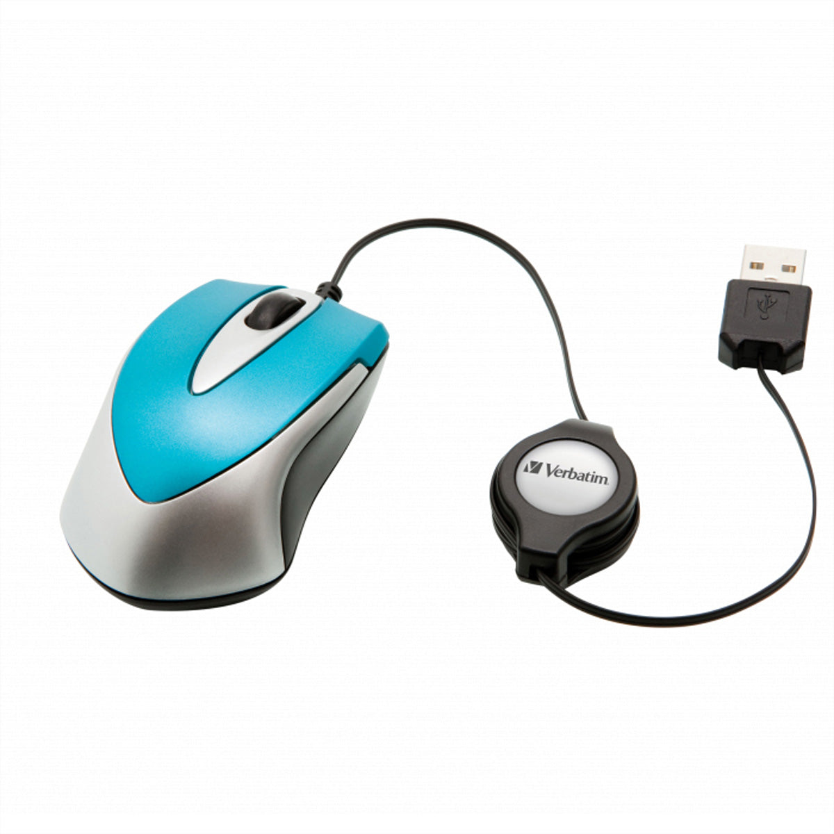 Verbatim Go Mini – Maus – Kabelgebunden (USB‑A), 1000 DPI, beidhändig, Blau