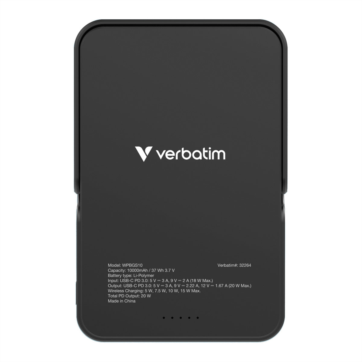 Verbatim MagSafe Powerbank 10'000 mAh – 20 W PD, 15 W MagSafe, 1× USB-C, schwarz