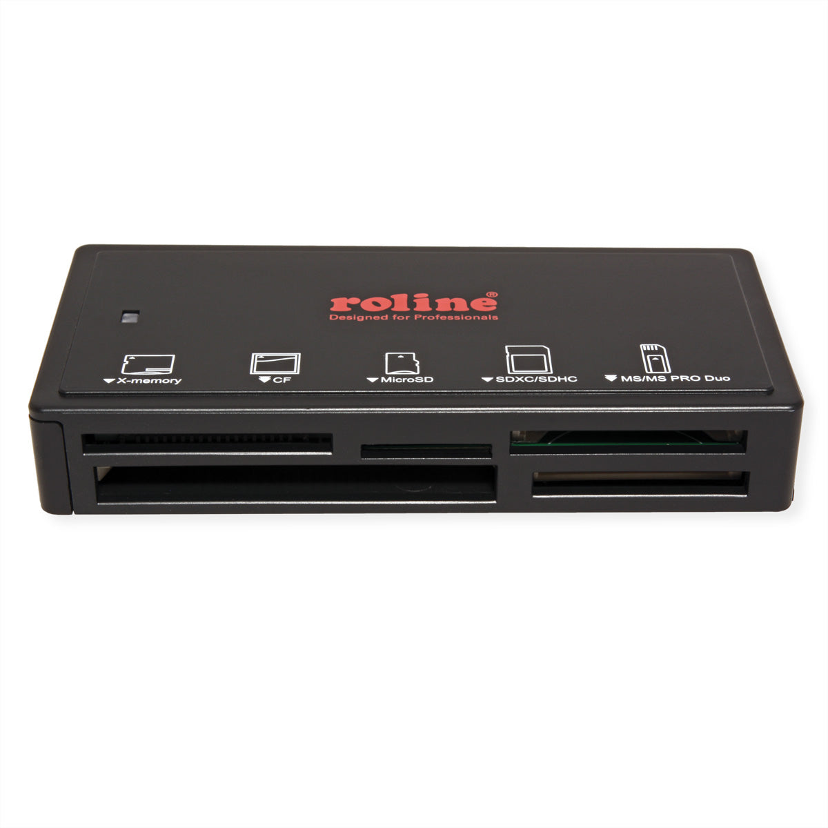 ROLINE USB-Kartenleser USB-A – SD/microSD/CF/MMC/Memory Stick – USB 3.2 Gen 1 (5 Gbit/s) – 0,5 m – Schwarz