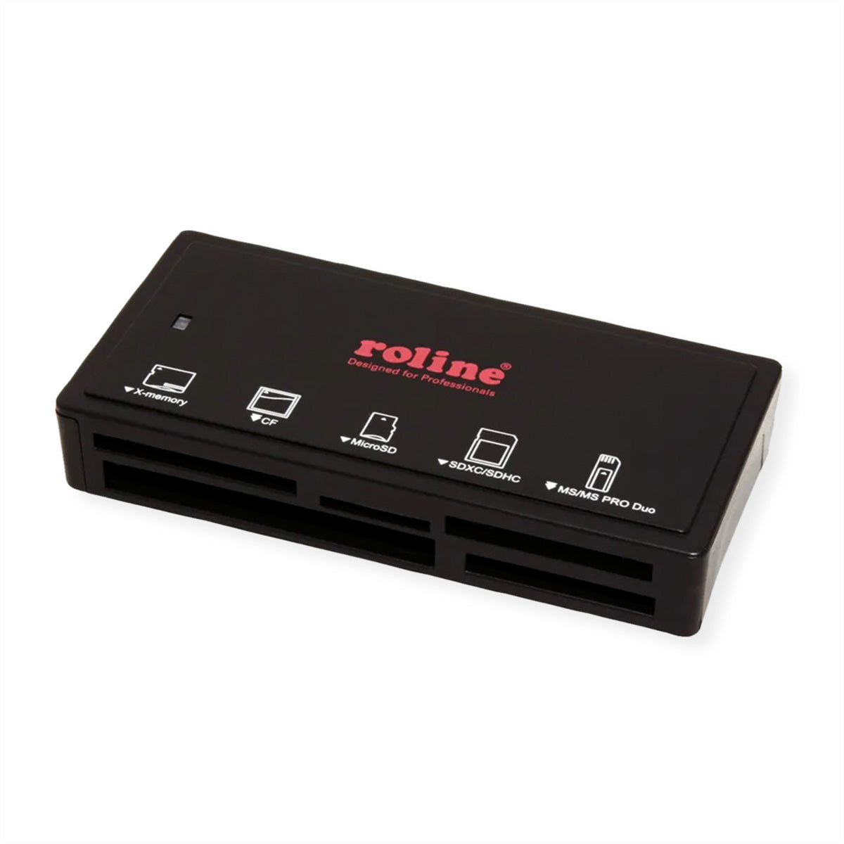 ROLINE USB-Kartenleser USB-A – SD/microSD/CF/MMC/Memory Stick – USB 3.2 Gen 1 (5 Gbit/s) – 0,5 m – Schwarz