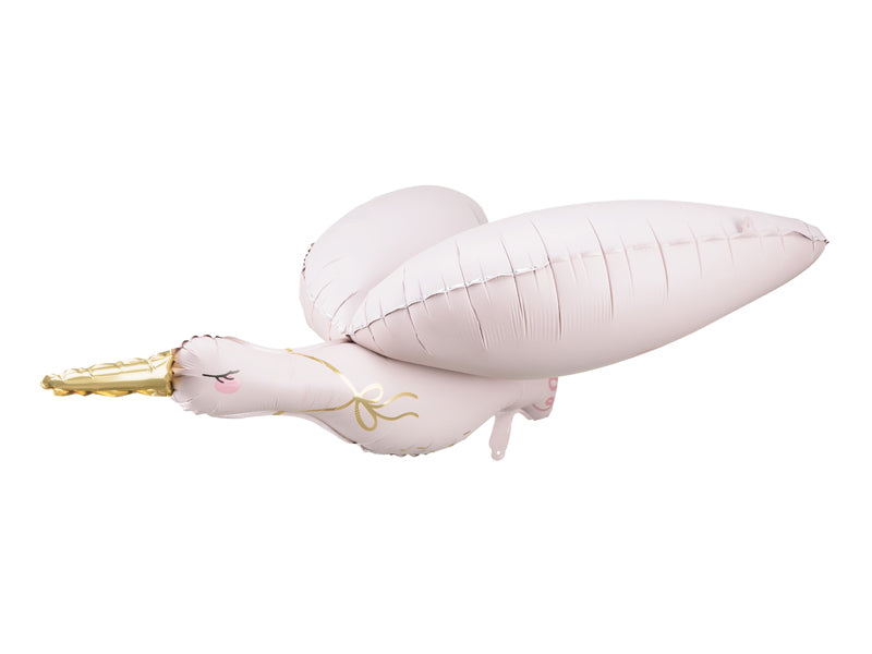 PartyDeco Folienballon Storch – Hellrosa – 103 × 60 cm – Folie – 1 Stk