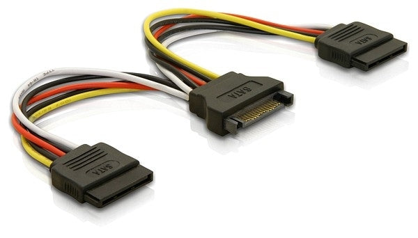 DeLOCK SATA-Strom-Adapter 15-polig SATA zu 2× SATA – 0,15 m