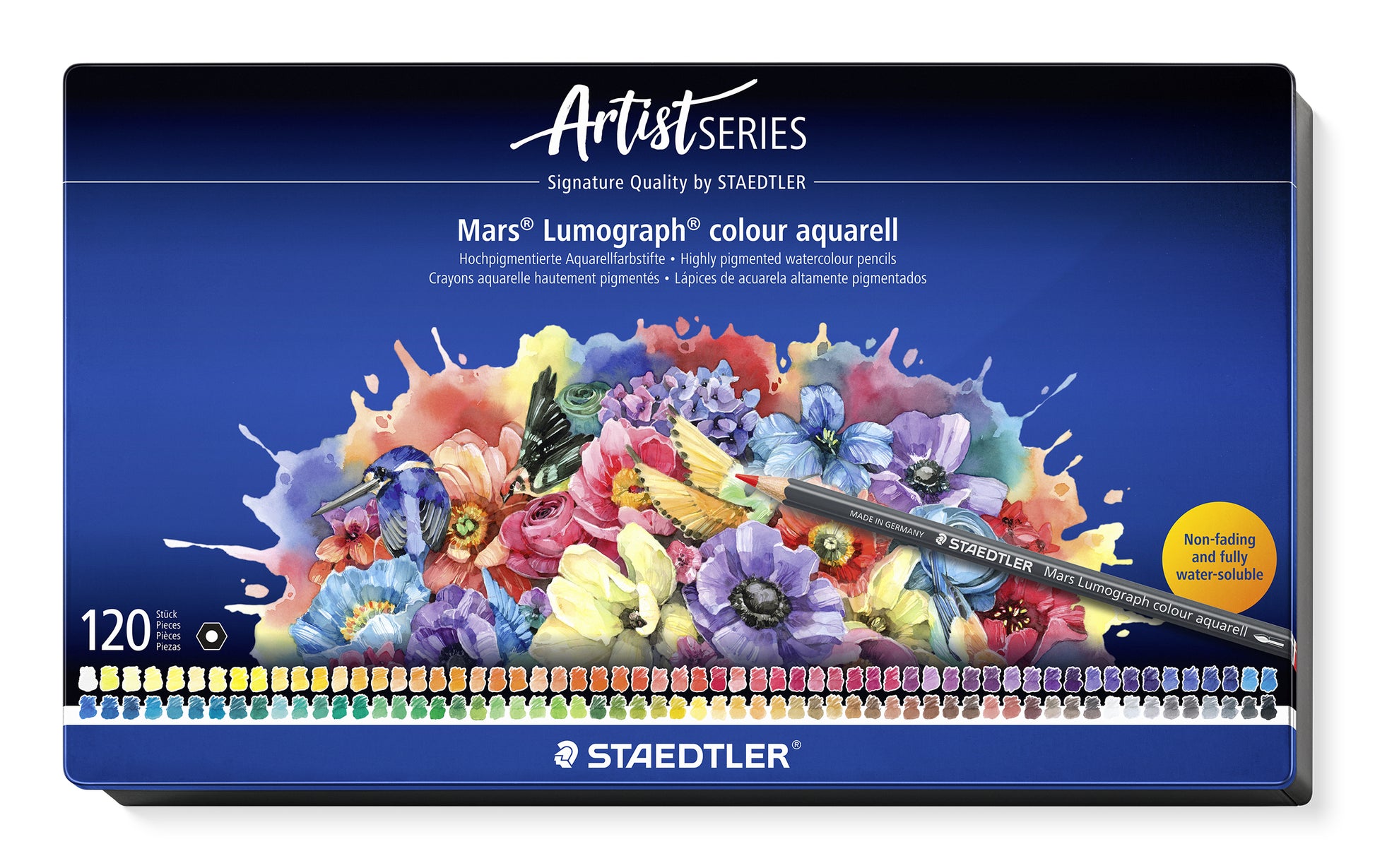 Staedtler Aquarellfarbstifte Artist Line – Sechskant, Minen-Ø 3,6 mm, 120 Farben