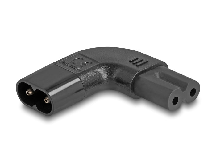 DeLOCK Netzadapter IEC‑60320 C8 zu C7 – Stecker gerade, Buchse abgewinkelt, 2,5 A, 250 V – Schwarz