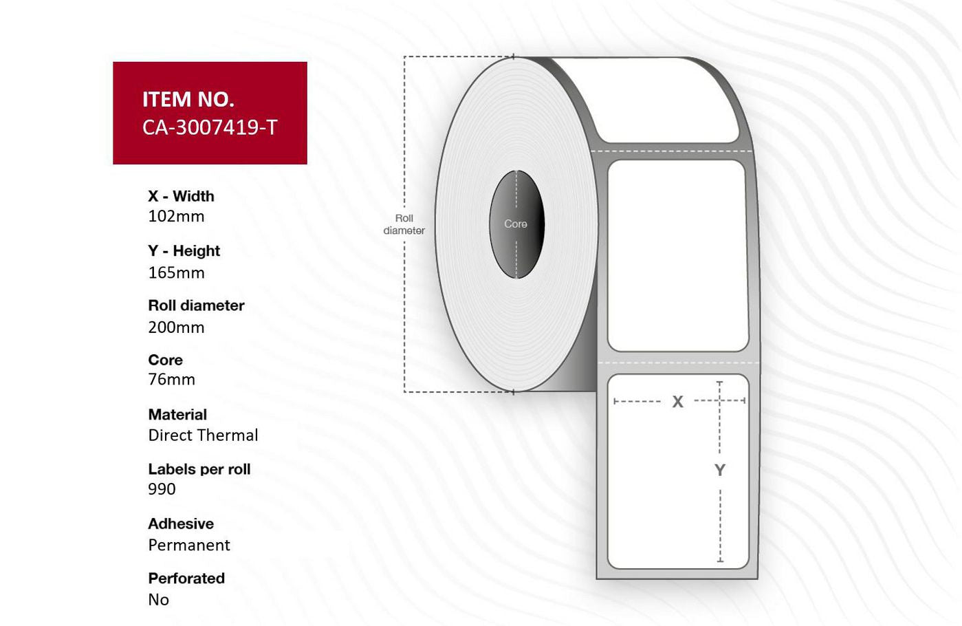 Capture Drucketiketten, 102 mm × 163,4 m, unbeschichtet, permanent