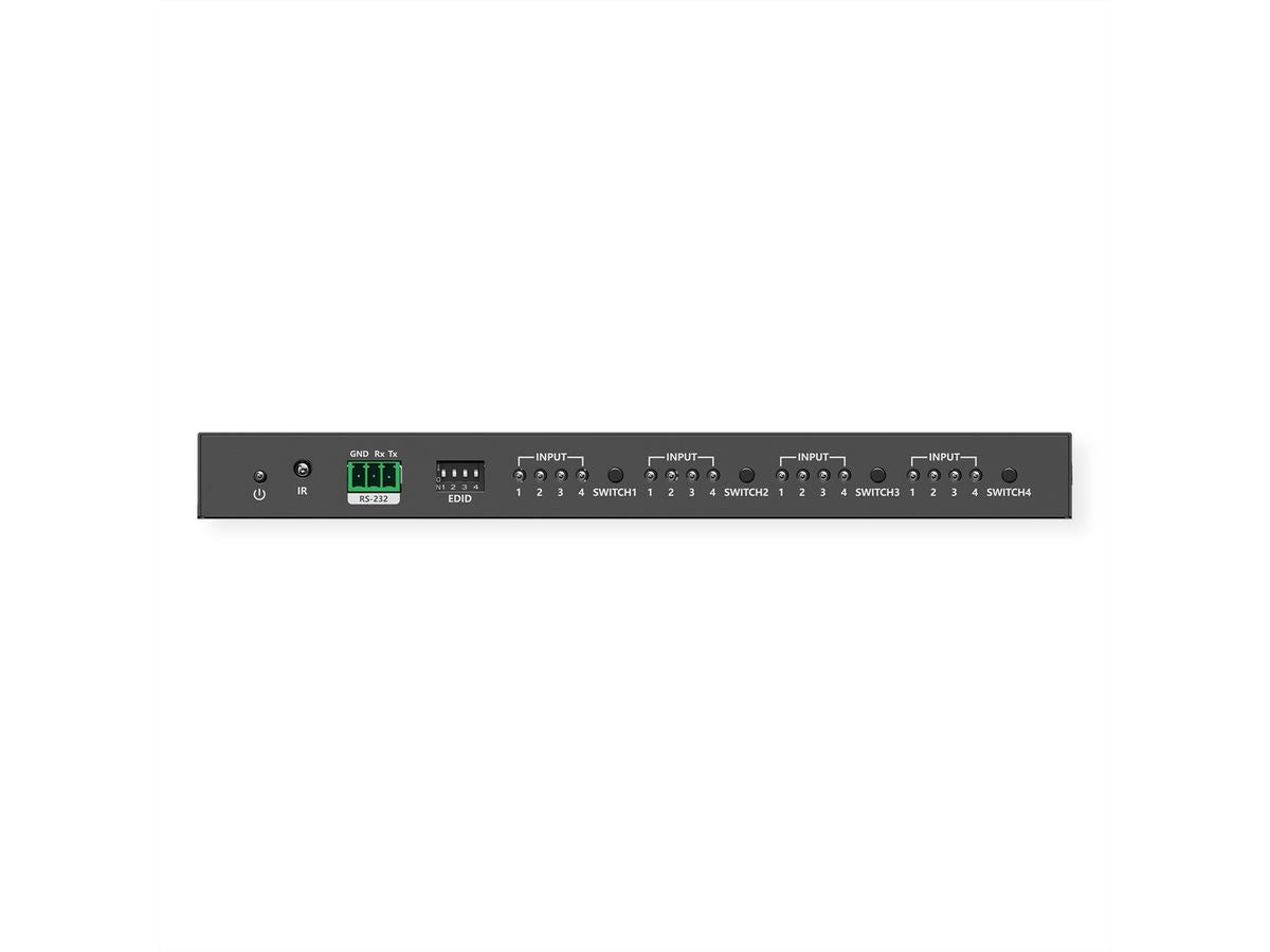 VALUE 4×4 HDMI-Matrix, 4K60, RS-232/IR-Fernbedienung