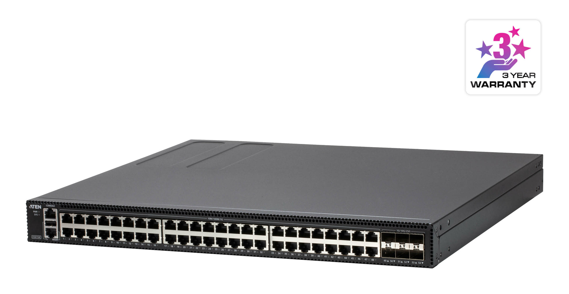 ATEN ES0154 – Managed L2+ Switch – 48× 1G, 6× SFP28, PoE++, 19", 1U