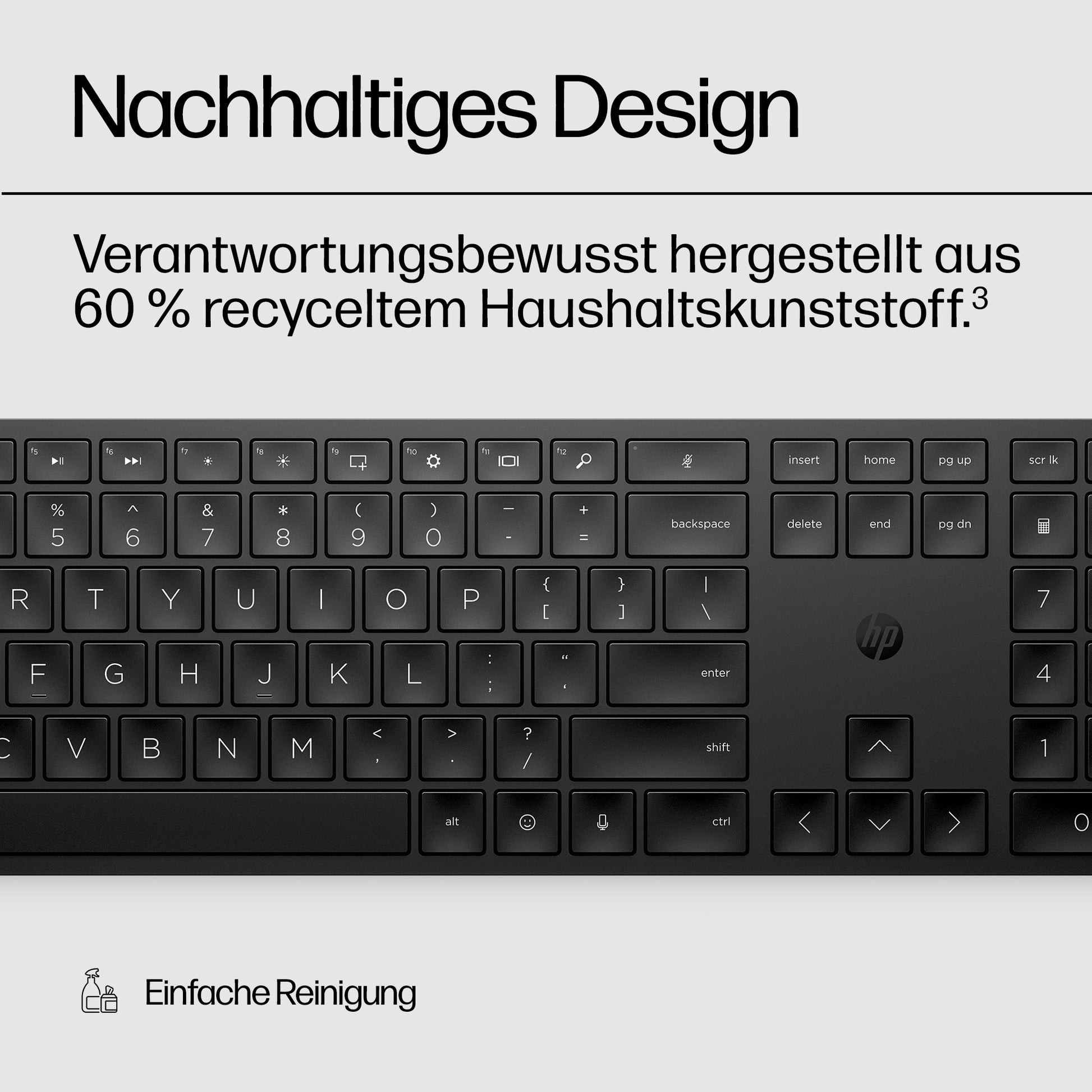 HP 450 Wireless – Tastatur – kabelgebunden & 2,4 GHz USB-A (Empfänger) – schwarz