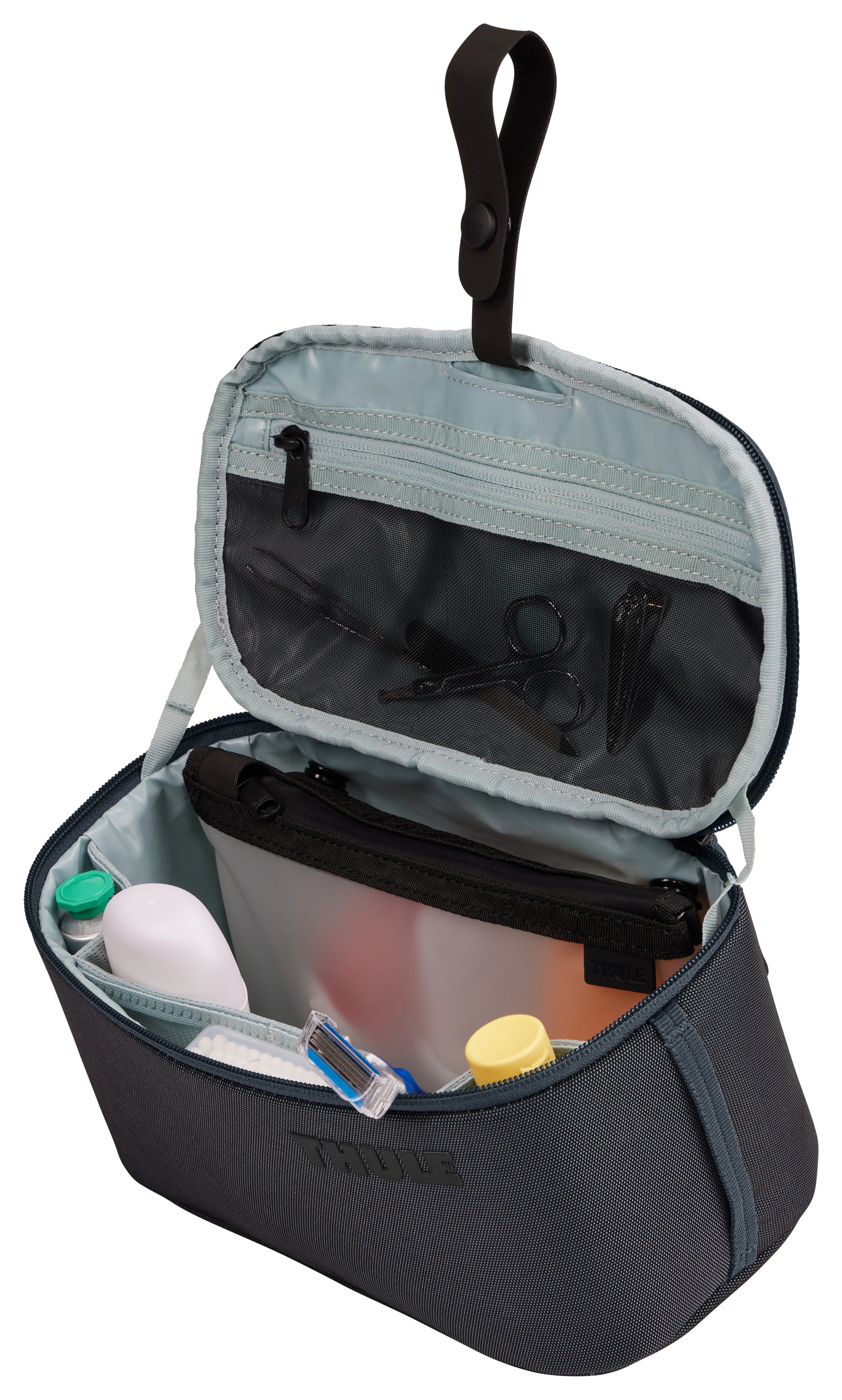 Thule Kulturbeutel Subterra 2 – bluesign, aufhängbar – 7 l – dunkelgrau – Polyester, TPU
