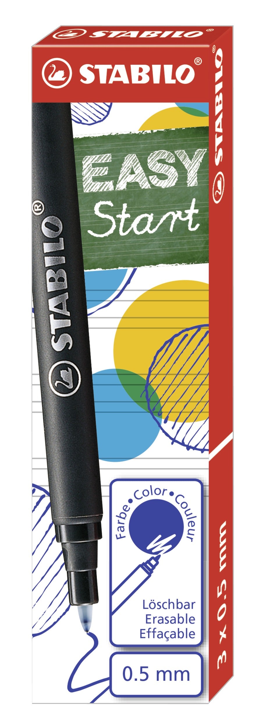 STABILO Tintenrollerpatronen EASYoriginal Start – Blau, 0,5 mm, 3 Stk.