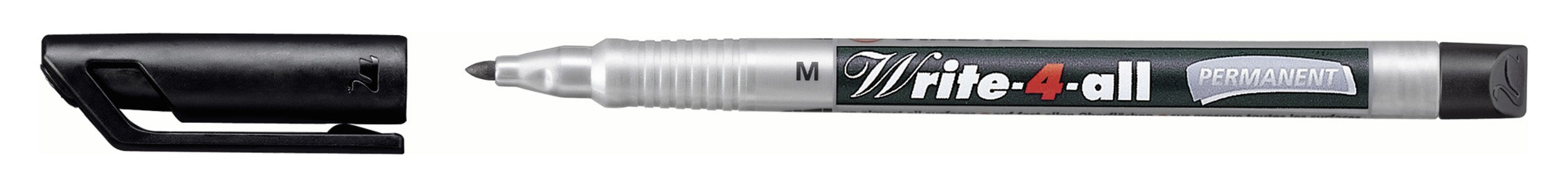 STABILO Write-4-all Permanentmarker – Rundspitze 1 mm – Schwarz – für Glas, Metall und Kunststoff