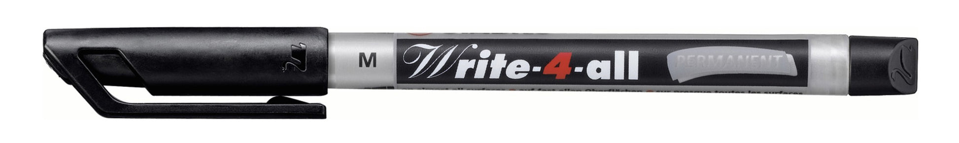 STABILO Write-4-all Permanentmarker – Rundspitze 1 mm – Schwarz – für Glas, Metall und Kunststoff