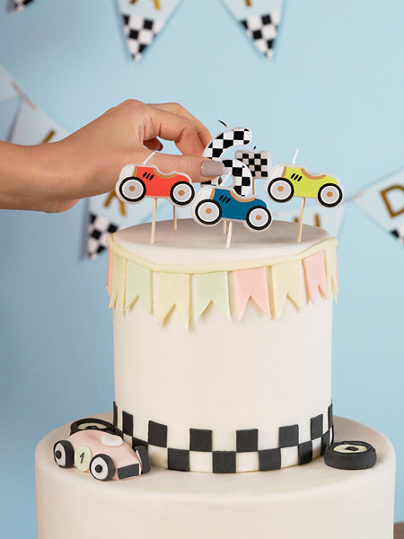 PartyDeco Geburtstagskerzen Autos – Mehrfarbig – 3 cm – 5 Stk