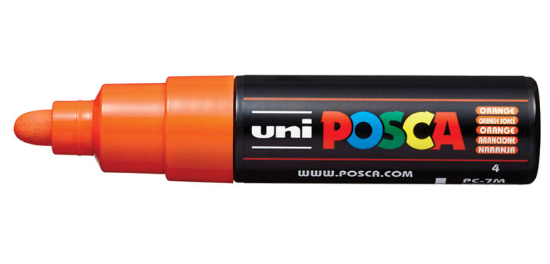 Uni-Ball POSCA PC-7M Marker – Rundspitze, 4,5–5,5 mm, wasserbasiert, Orange