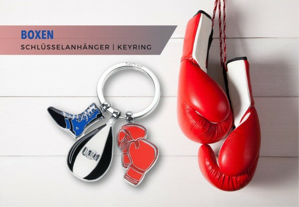 TROIKA Schlüsselanhänger Boxen – 3 Anhänger, Metall, Mehrfarbig