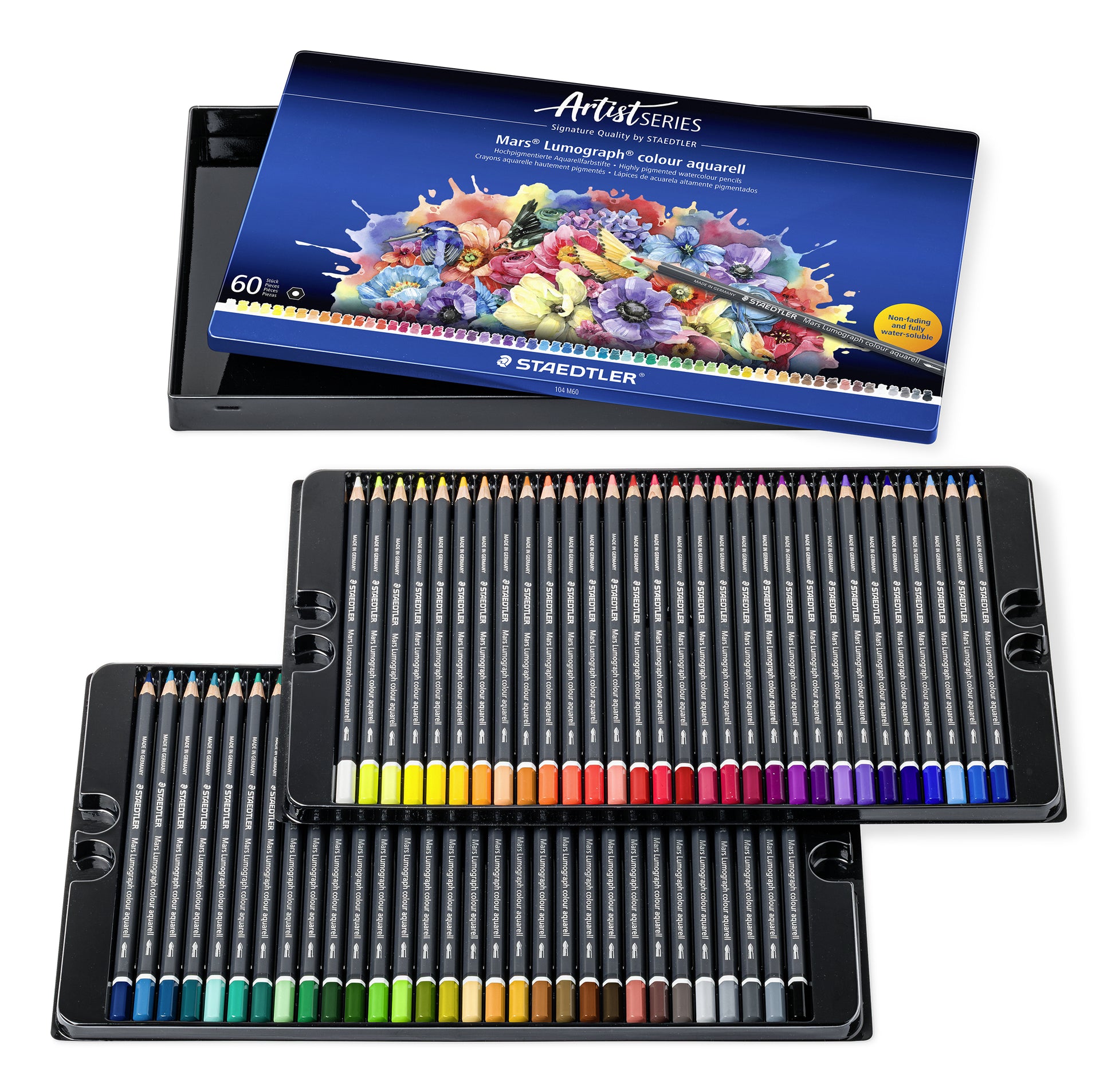 STAEDTLER Aquarellfarbstifte Mars Lumograph colour – Minen-Ø 3,6 mm, 60 Farben