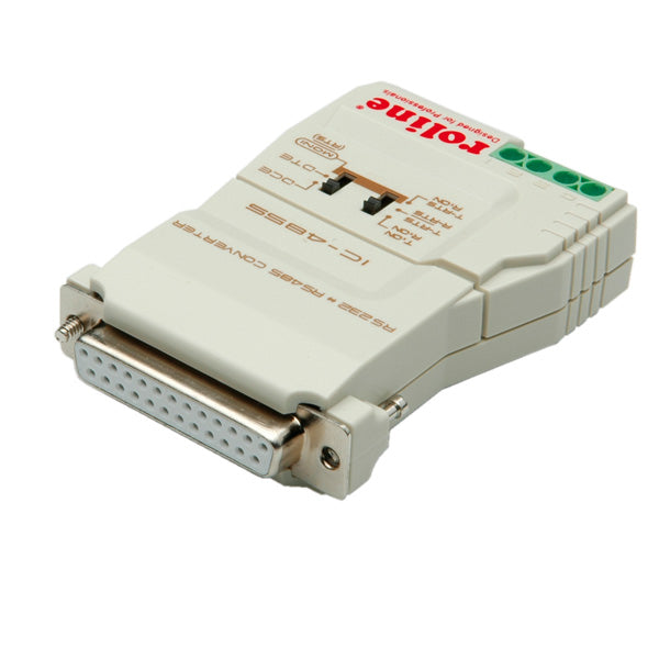 ROLINE Konverter RS232 zu RS485 – DB‑25 ↔ 4‑poliger Terminalblock, ohne galvanische Trennung