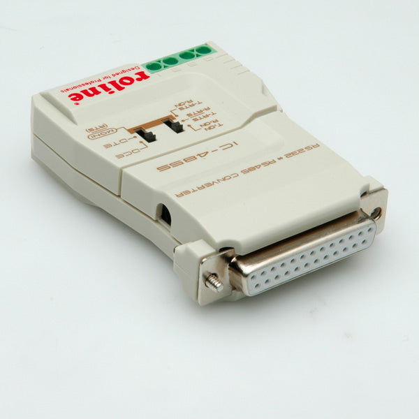 ROLINE Konverter RS232 zu RS485 – DB‑25 ↔ 4‑poliger Terminalblock, ohne galvanische Trennung