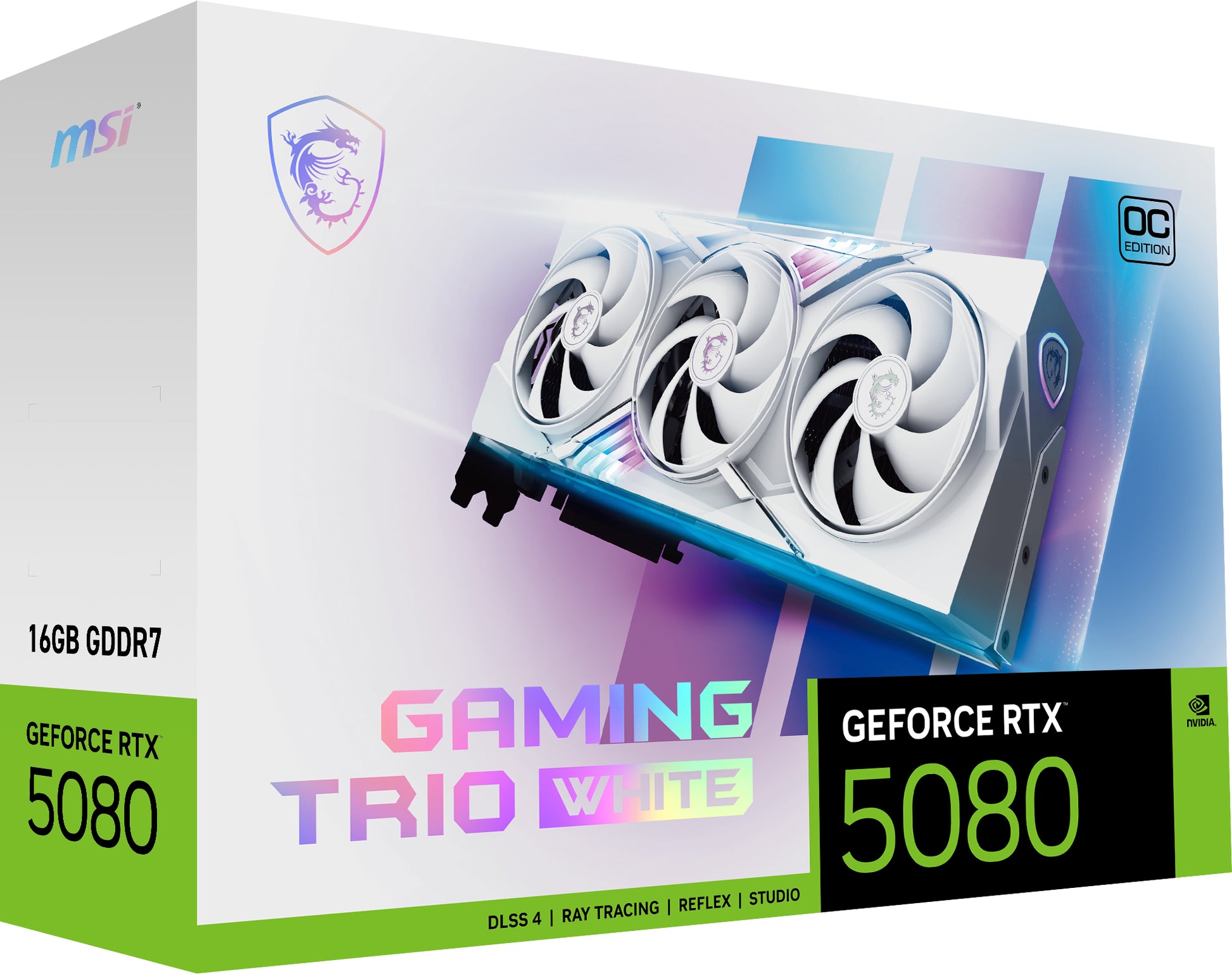 MSI GeForce RTX 5080 GAMING TRIO OC WEISS 16 GB – PCIe Grafikkarte – 3×DP, 1×HDMI, PCIe 5.0, 1×16-polig